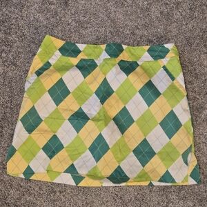 Loudmouth Argyle Mini Skirt - Green, Yellow, White